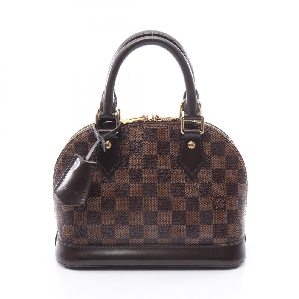 Louis Vuitton Alma Damier Ebene Brown Handbag Canvas Leather Brown